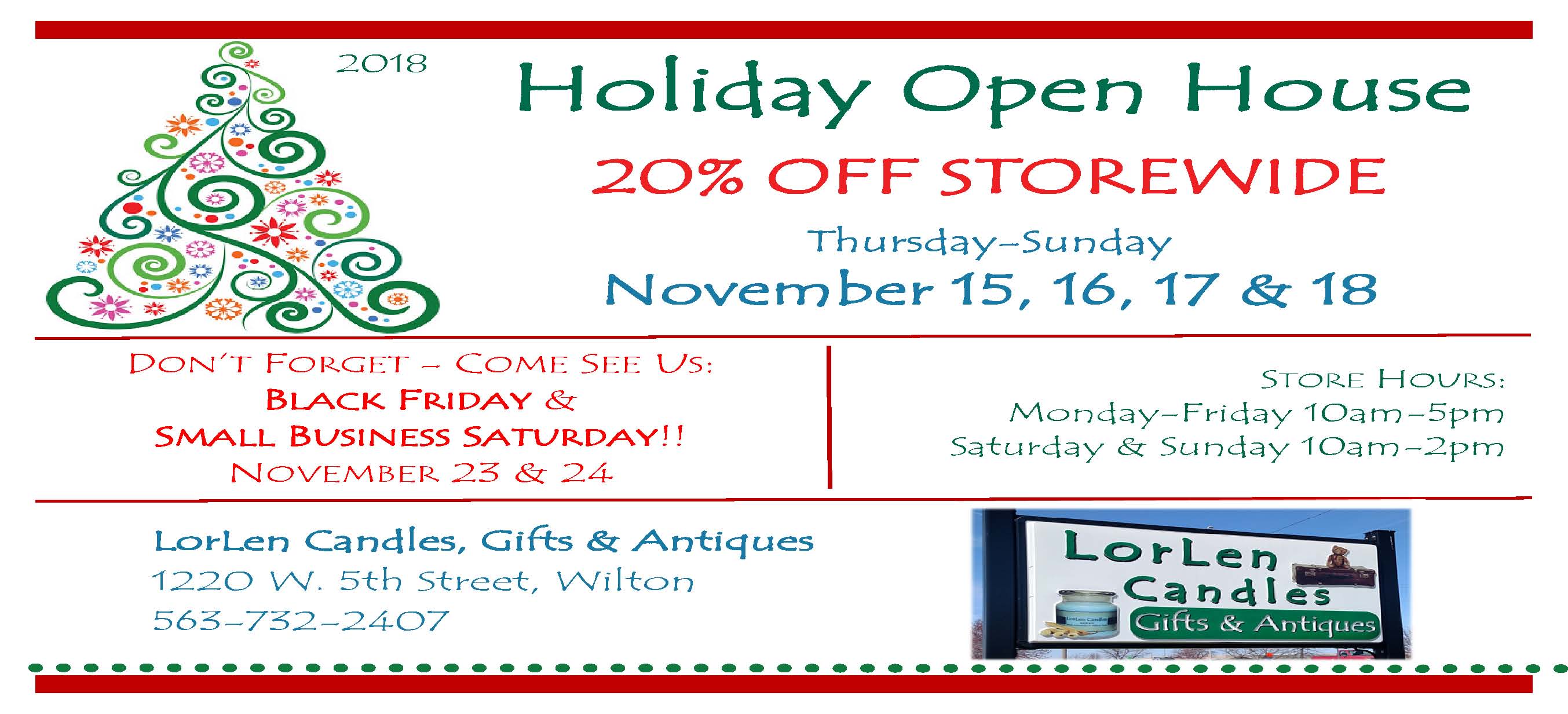 LorLen Candles Holiday Open House - Nov 15, 16, 17 & 18