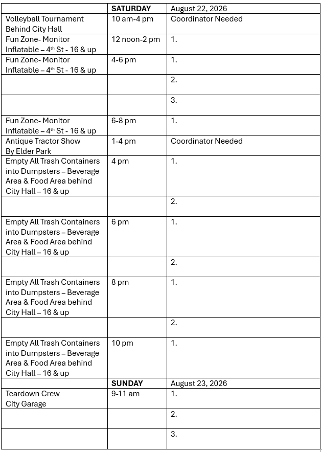 Volunteer Schedule