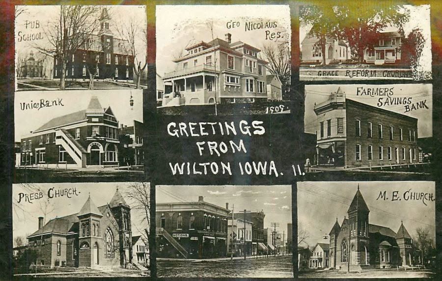post card of old buildings